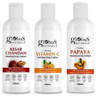 Body Lotion Combo (Kesar Chandan + Vitamin C + Papaya, Pack of 3) @ 149