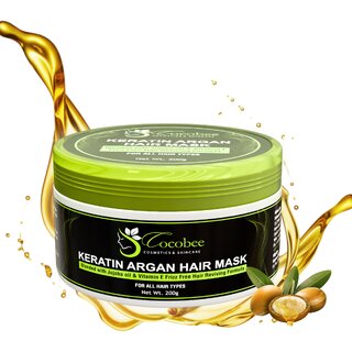 cocobee keratin argan hair mask pack of 1 nourishing repairing treatment for smooth shiny hair