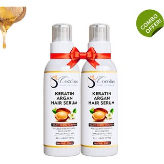 cocobee keratin argan oil hair serum pack of 2 200ml silky silky shiny nourishing formula for smooth