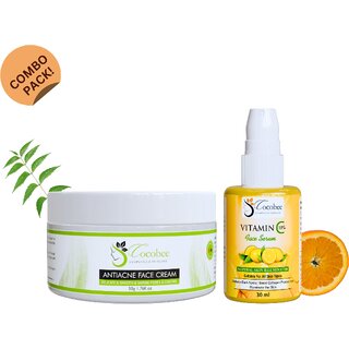 cocobee anti acne face cream pack of 1 50g vitamin c face serum pack of 1 30ml acne treatment brightening
