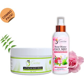 cocobee rose water face mist 200ml anti acne face cream 50g combo 250g 