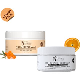 cocobee skin renewal night cream 50g skin renewal daily moisturising 50g combo 100g all skin types