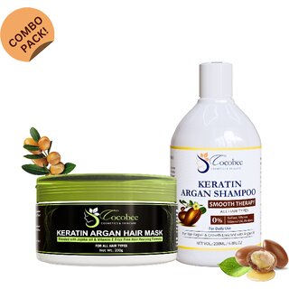 cocobee keratin argan shampoo hair mask set 200ml shampoo 200g hair mask smooth therapy for all hair types
