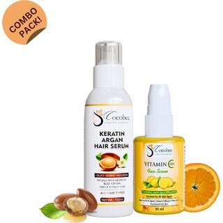 cocobee keratin argan hair serum 100ml vitamin c face serum 30ml hair repair skin brightening