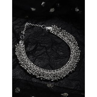 fashion latest traditional boho design oxidised silvece choker necklace for girls