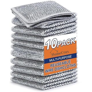 Pack of 10 Non-Scratch Dish Wash Cloths Kitchen Cleaning Metal Wire Scrubber Multipurpose Scouring Pads