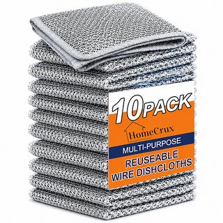 (Pack of 10) Non-Scratch Dish Wash Cloths | Metal Wire Scrubber & Multipurpose Kitchen Scouring Pads - Cookware | Buy online on ZillyBuy