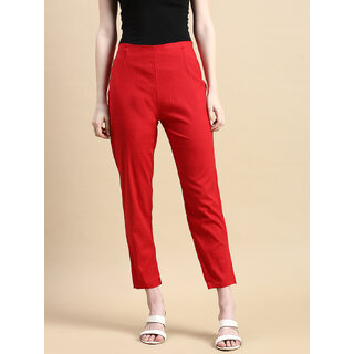 Granth Fashion Stretchable Pant With Right Side Pocket And Left Side Zipper For Adjustment, Stylish And Practical Design,Perfect For Everyday Wear (Maroon)