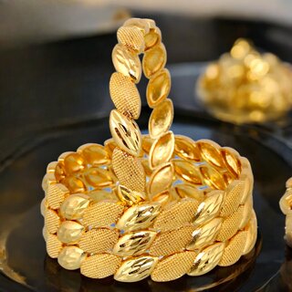 18k One Gram Gold Plated Traditional Designer Pack of 4 Bangle Set For Women - Bangles & Bracelets | Buy online on ZillyBuy