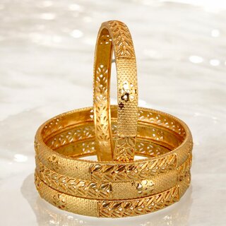 18k One Gram Gold Plated Traditional Designer Pack of 4 Bangle Set For Women - Bangles & Bracelets | Buy online on ZillyBuy