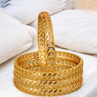 18k One Gram Gold Plated Traditional Designer Pack of 4 Bangle Set For Women - Bangles & Bracelets | Buy online on ZillyBuy