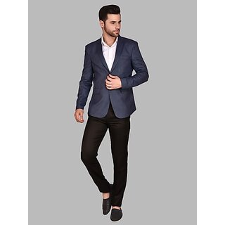 PrintCultr Men Self Design Single Breasted Casual Blazer (Dark Blue) - Blazers & Waistcoats | Buy online on ZillyBuy