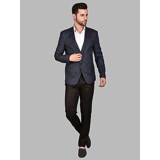 PrintCultr Men Self Design Single Breasted Casual Blazer (Dark Blue) - Blazers & Waistcoats | Buy online on ZillyBuy