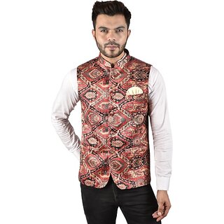 PrintCulture Men Printed Multicolor Cotton Blend Nehru Jacket - Jackets & Coats | Buy online on ZillyBuy