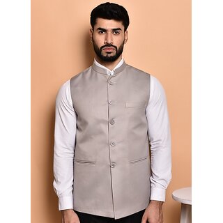 PrintCulture Men Solid Grey Cotton Blend Nehru Jacket - Jackets & Coats | Buy online on ZillyBuy