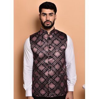 PrintCulture Men Printed Purple Cotton Blend Nehru Jacket - Jackets & Coats | Buy online on ZillyBuy