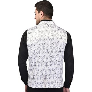 PrintCulture Men Printed White///Black Cotton Blend Nehru Jacket - Jackets & Coats | Buy online on ZillyBuy