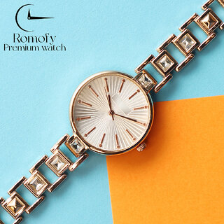 new arrival bracelet stylish design white diamond belt rose gold classic watches analog watch for girls