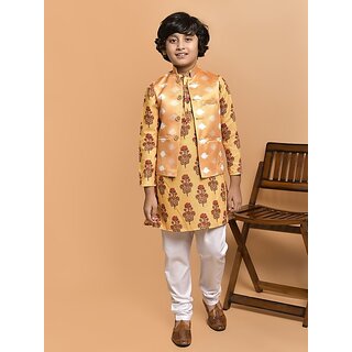 PrintCultr Boys Festive & Party Kurta, Waistcoat and Pyjama Set (Yellow Pack of 3) - Kurtas & Kurta Sets | Buy online on ZillyBuy
