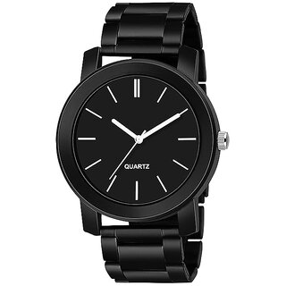 premium classic men designer watch stainless steel black belt everyday wear analog watch for men