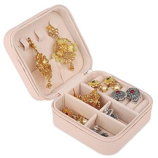 jewellery organizer mini pu leather zipper portable storage box case with dividers container for rings earrings neckla