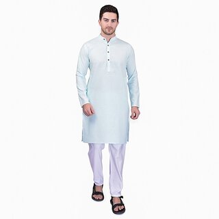 PrintCultr Men Kurta and Pyjama Set (Blue, White) - Ethnic Wear | Buy online on ZillyBuy