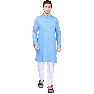 PrintCultr Men Kurta and Pyjama Set (Blue, White) - Ethnic Wear | Buy online on ZillyBuy