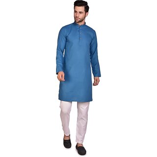 PrintCultr Men Kurta and Pyjama Set (Blue, White) - Ethnic Wear | Buy online on ZillyBuy