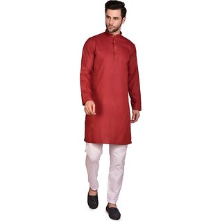 PrintCultr Men Kurta and Pyjama Set (Maroon, White) - Ethnic Wear | Buy online on ZillyBuy