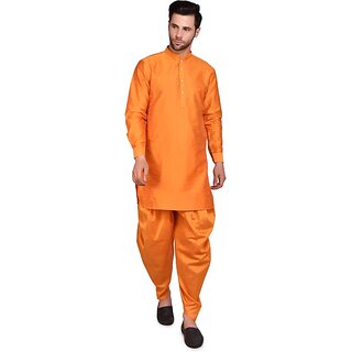 PrintCultr Men Dhoti & Kurta Set (Orange) - Ethnic Wear | Buy online on ZillyBuy