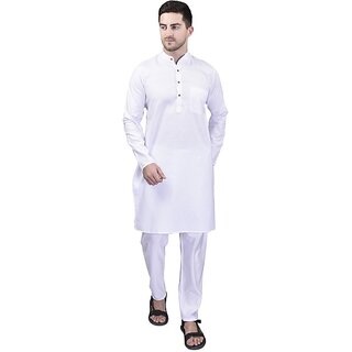 PrintCultr Men Kurta and Pyjama Set (White)