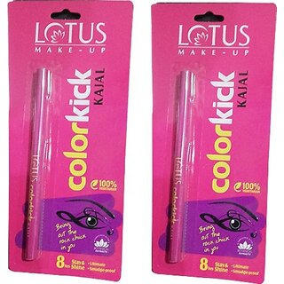 Lotus Make-Up Colorkick Kajal Pack Of 2 (Black, 0.28 G) - Makeup - Eyes | Buy online on ZillyBuy