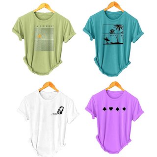 (Pack Of 4) Fashlook Printed T-Shirts for Men - Stylish & Comfortable Casual Wear (Multicolor)