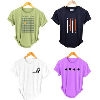 (Pack Of 4) Fashlook Printed T-Shirts for Men - Stylish & Comfortable Casual Wear (Multicolor)