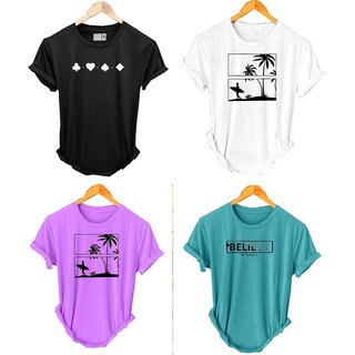 (Pack Of 4) Fashlook Printed T-Shirts for Men - Stylish & Comfortable Casual Wear (Multicolor)