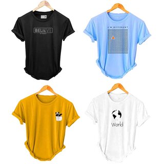 (Pack Of 4) Fashlook Printed T-Shirts for Men - Stylish & Comfortable Casual Wear (Multicolor)