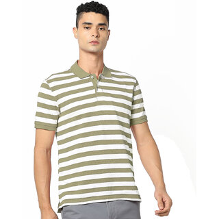 fashlook men multicolor striped cotton blend polo t shirt