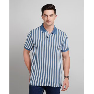 fashlook men multicolor vertical striped cotton blend polo t shirt