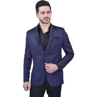 PrintCultr Men Solid Tuxedo Style Formal Blazer (Blue) - Blazers & Waistcoats | Buy online on ZillyBuy