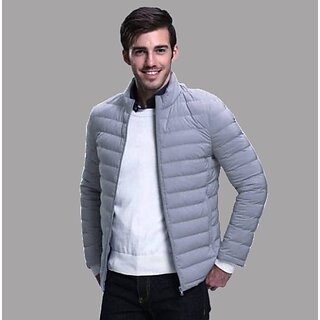 Fashlook Fluffy Solid Full Sleeve Grey Jacket for Mens - Jackets & Coats | Buy online on ZillyBuy