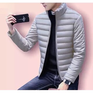 Fashlook Bomber Solid Full Sleeve Grey Jacket for Mens - Jackets & Coats | Buy online on ZillyBuy