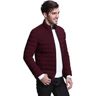 Fashlook Fluffy Solid Full Sleeve Maroon Jacket for Mens - Jackets & Coats | Buy online on ZillyBuy