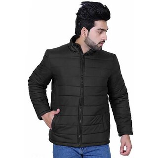 Fashlook Fluffy Solid Full Sleeve Black Jacket for Mens - Jackets & Coats | Buy online on ZillyBuy