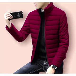 Fashlook Bomber Solid Full Sleeve Maroon Jacket for Mens - Jackets & Coats | Buy online on ZillyBuy