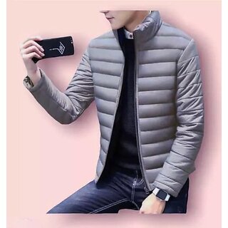 Fashlook Bomber Solid Full Sleeve Grey Jacket for Mens - Jackets & Coats | Buy online on ZillyBuy