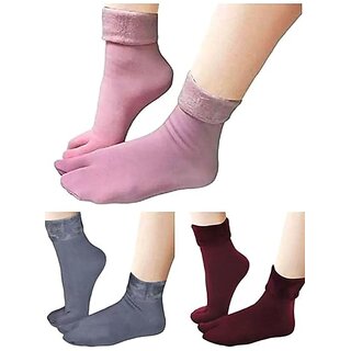 MINHA Woolen Socks for Women With Velvet Fur Inside   With Thumb Toe Design (Pack of 2)Assorted colour - Socks | Buy online on ZillyBuy