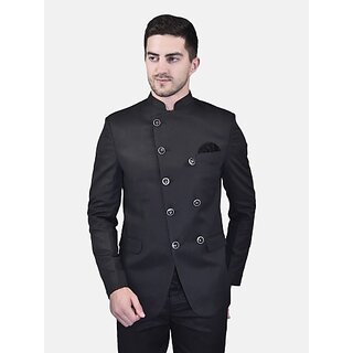 PrintCultr Men Solid Mandarin Casual, Festive & Wedding, Party Blazer (Black) - Blazers & Waistcoats | Buy online on ZillyBuy