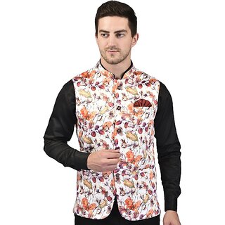 PrintCulture Men Floral Multicolor Cotton Blend Nehru Jacket - Jackets & Coats | Buy online on ZillyBuy