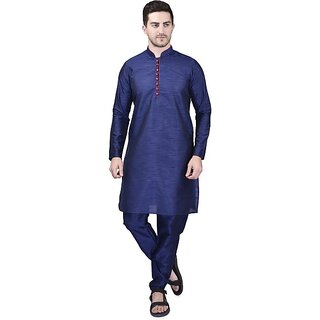 PrintCultr Men Kurta and Pyjama Set (Dark Blue) - Ethnic Wear | Buy online on ZillyBuy