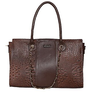 Vara Leather Bag For Women's Faux Leather Tote Handbag, Handbag For Women Black Crocodile Pattern, Chain Strap - Handbags | Buy online on ZillyBuy